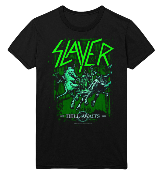 Stakes Slayer Neon Hell Awaits Jumbo Print T-Shirt [Apparel]