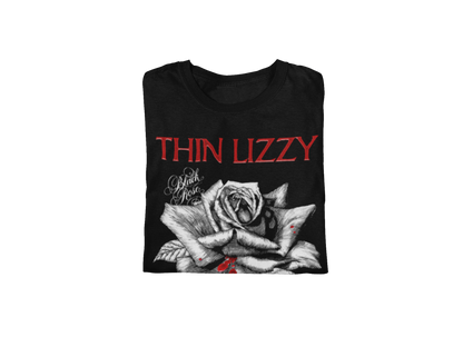 Stakes Thin Lizzy - Black Rose Jumbo Print Mens T Shirt Officially Licensed