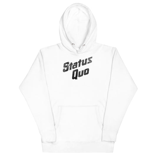 Status Quo Black Logo Mens Hoodie White