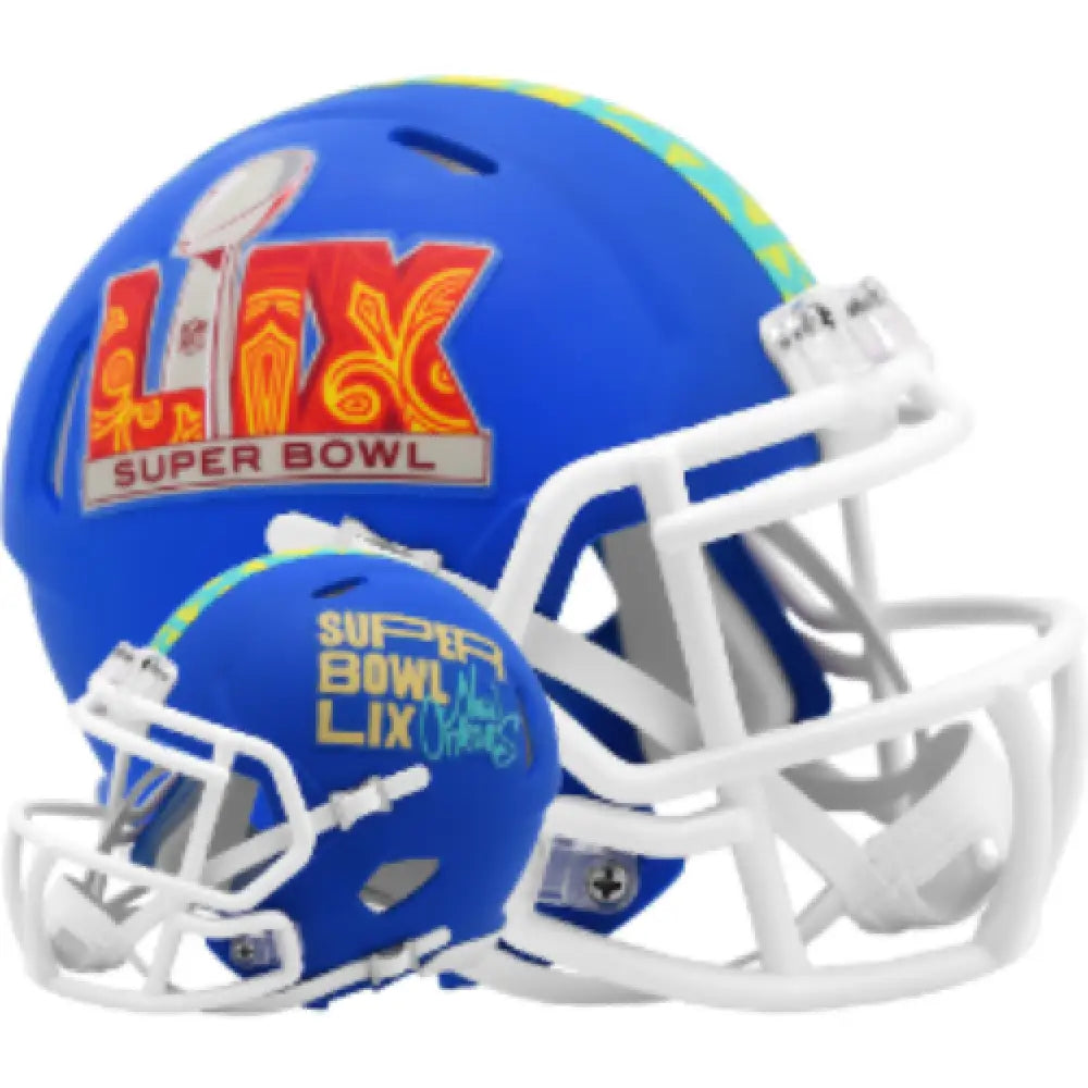 Super Bowl 59 Mini Speed Football Helmet Flat Royal Blue - NFL