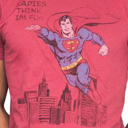 Superman Ladies Think I'm Fly Vintage Inspired Lava T-shirt