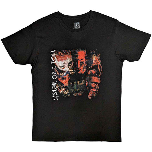System Of A Down Painted Faces Mens T Shirt Black Officially Licensed