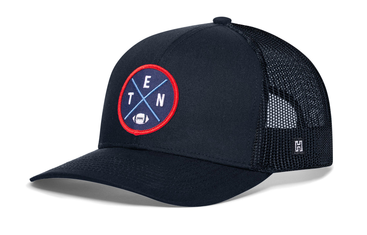 Tennessee Trucker Hat  |  Black TEN X Football Snapback