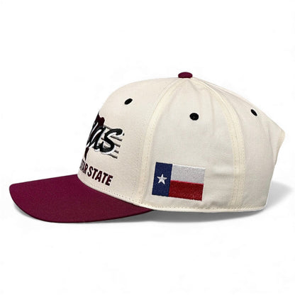 Texas Snapback Hat - The Manziel (Cream/Maroon)
