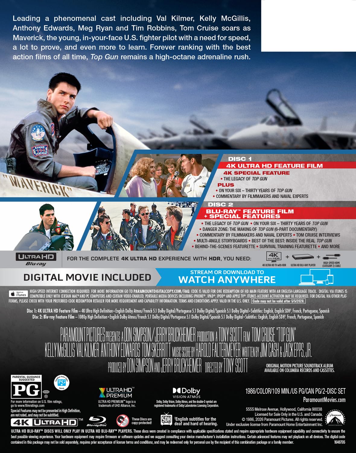 Top Gun - 40th Anniversary Limited Edition Steelbook (4K Ultra HD + Blu-ray + Digital)