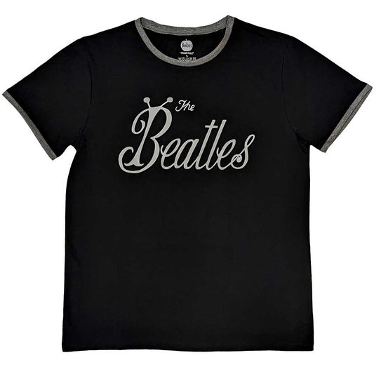The Beatles Bug Logo Mens Ringer T Shirt Black Officially Licensed