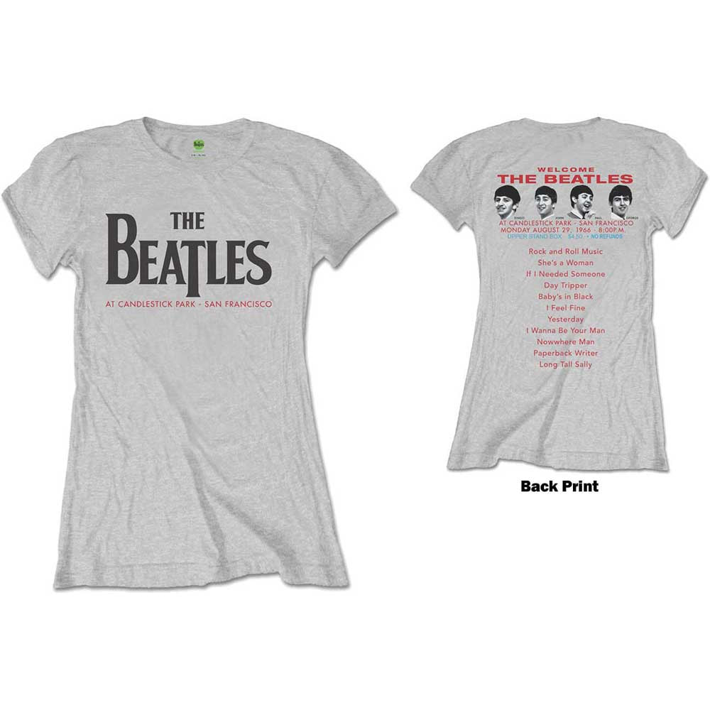 The Beatles Candlestick Park Officially Licensed Womens T Shirt Grey