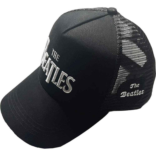 The Beatles Drop T Logo & Apple Trucker Hat Black Officially Licensed