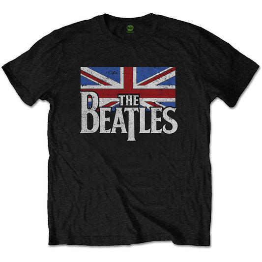 The Beatles Drop T Logo & Vintage Flag [T-Shirt] Officially Licensed