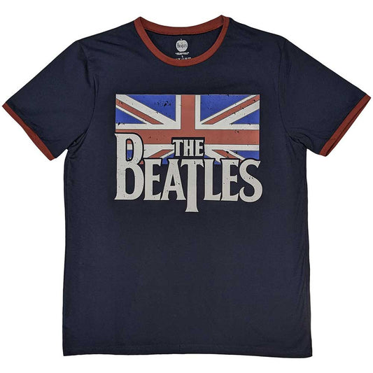 The Beatles Drop T Logo & Vintage Flag [T-Shirt]