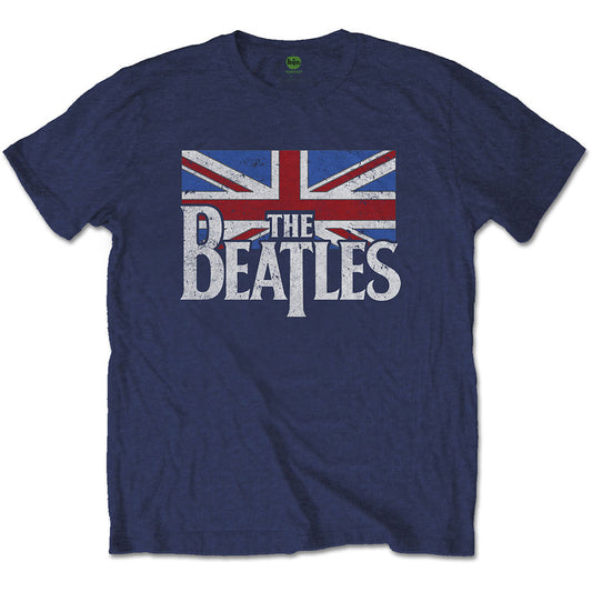 The Beatles Drop T Logo & Vintage Flag [T-Shirt] Officially Licensed