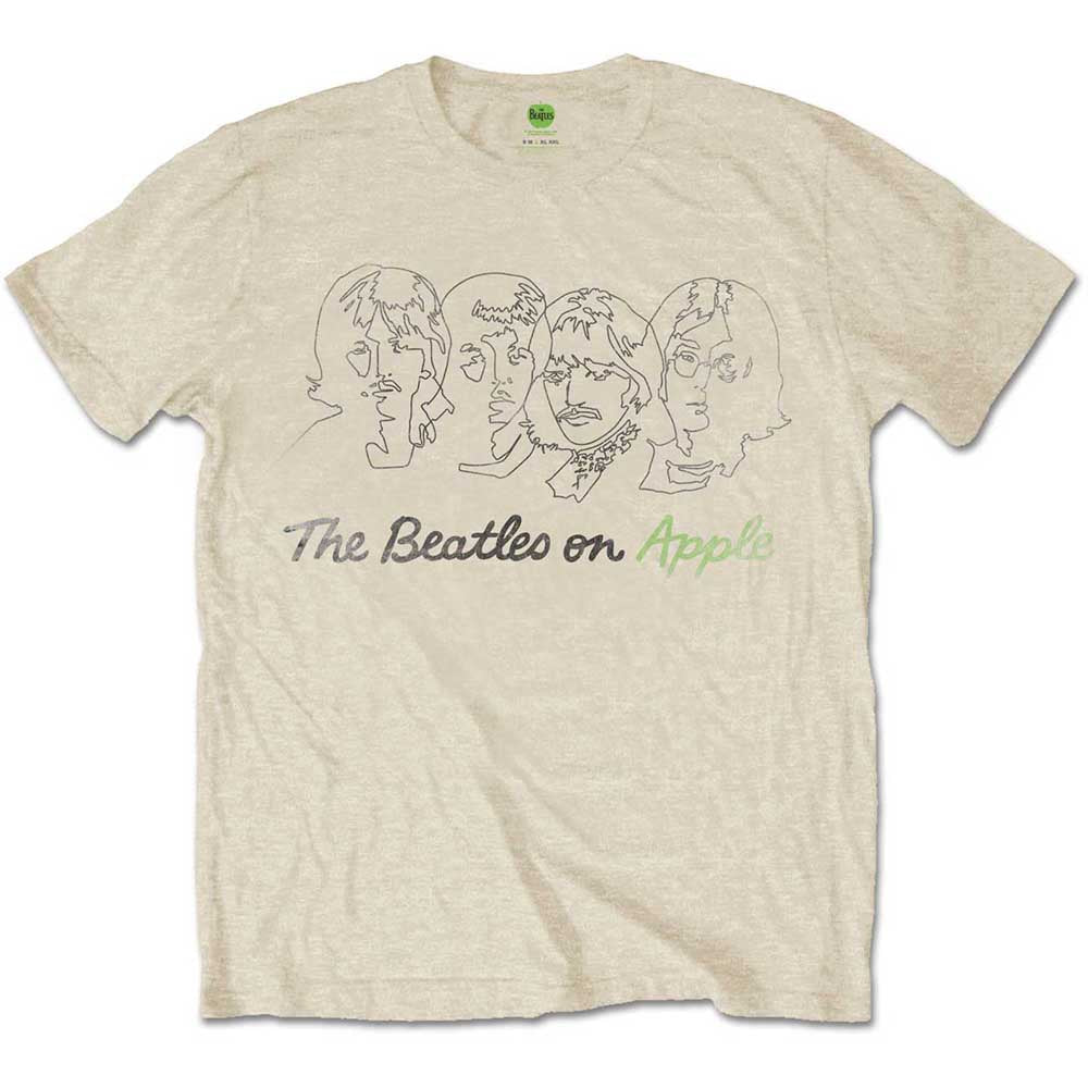 The Beatles Outline Faces on Apple [T-Shirt] Officially Licensed