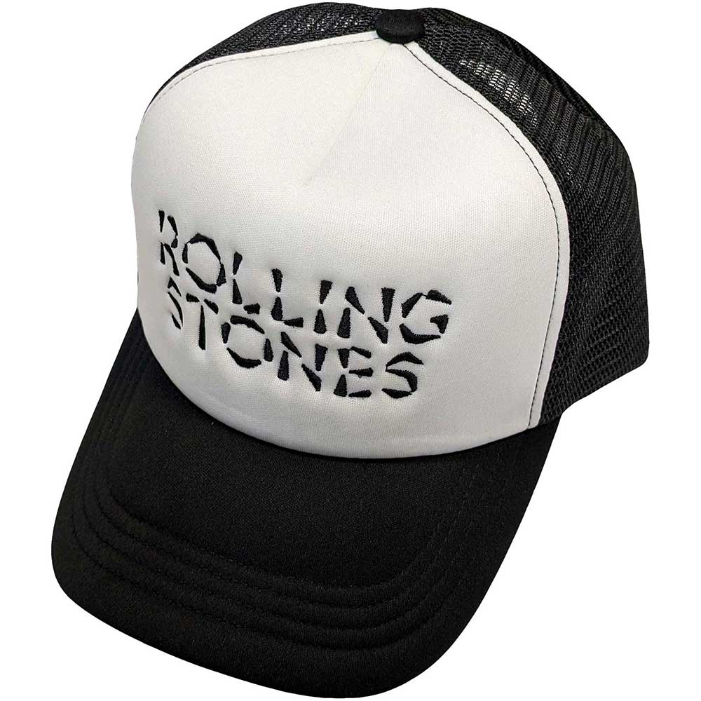 The Rolling Stones Hackney Diamonds Logo Trucker Hat White Black Officially Licensed