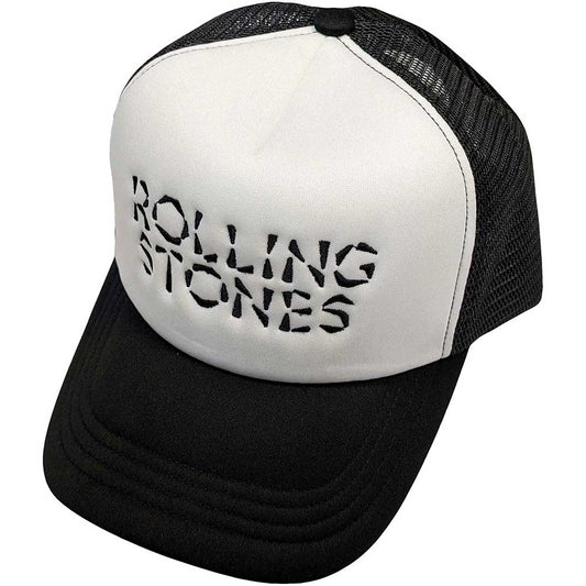 The Rolling Stones Hackney Diamonds Logo Trucker Hat White Black Officially Licensed
