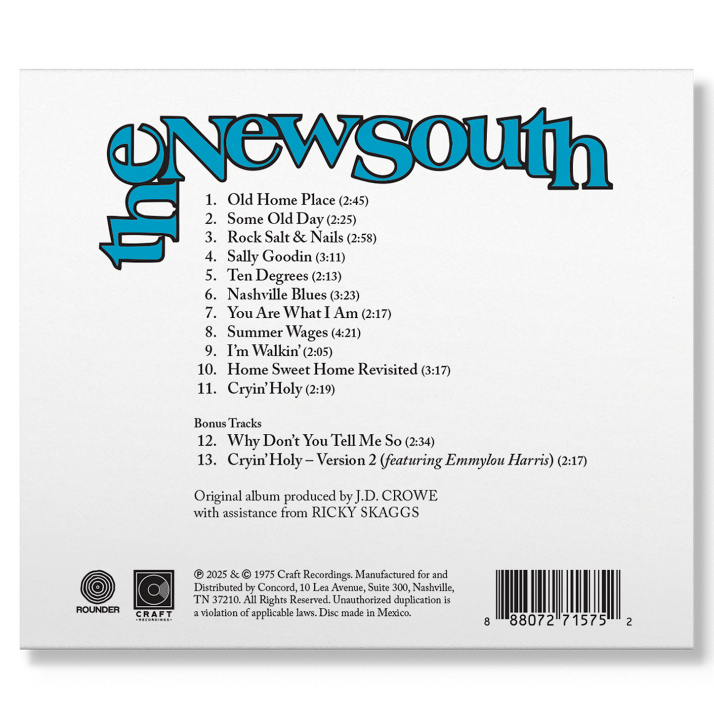 J.D. Crowe & The New South (Deluxe Edition) Music CD