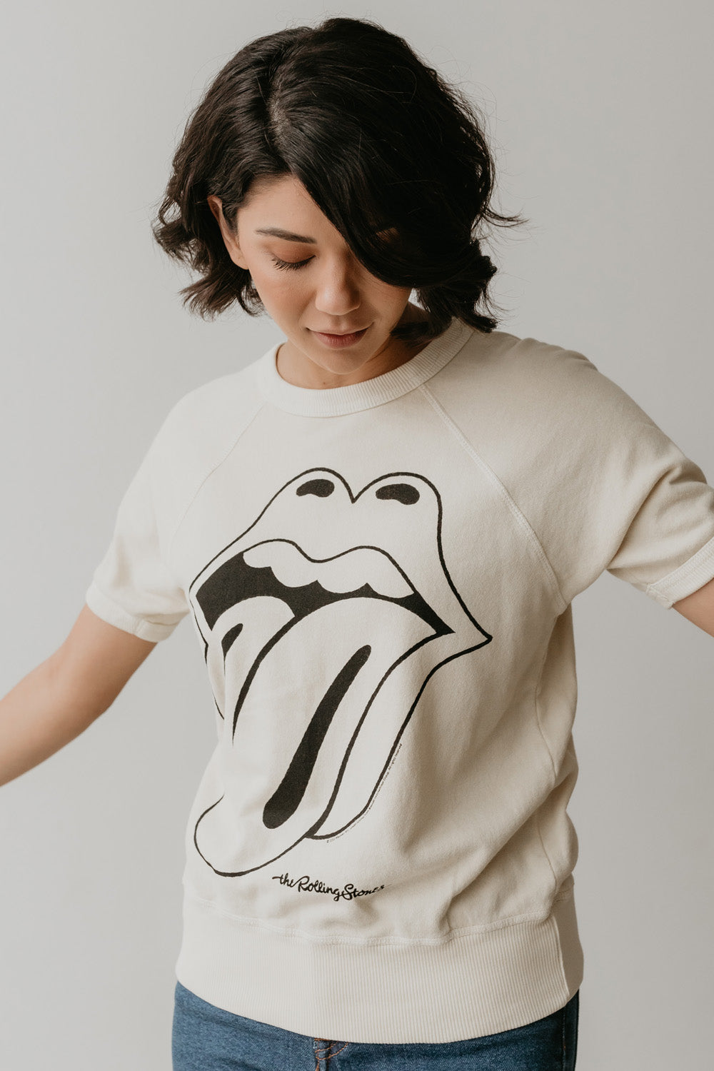 Rolling Stones Ivory Womens Raglan Tee Shirt