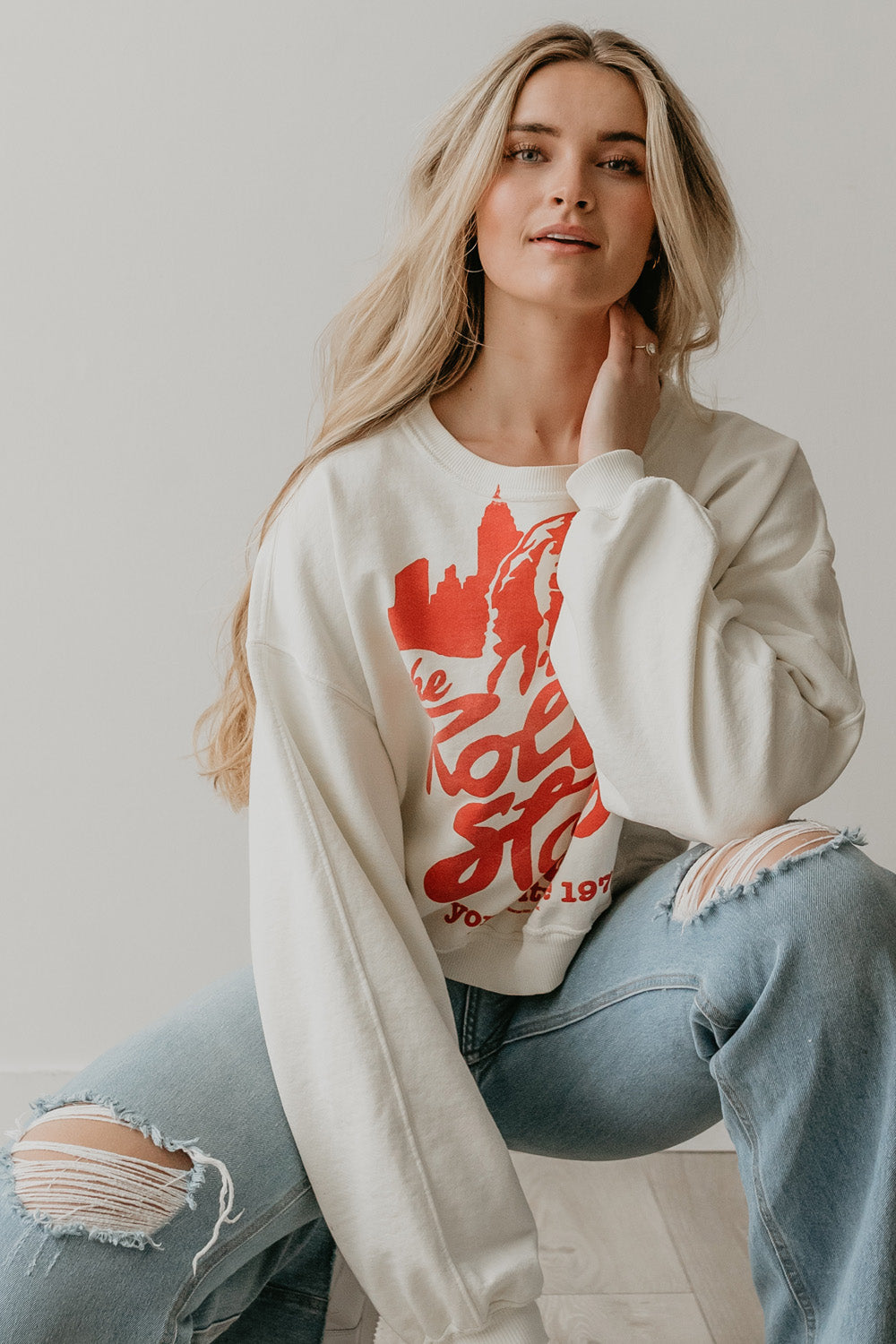 The Rolling Stones New York City Womens Sweatshirt Ivory