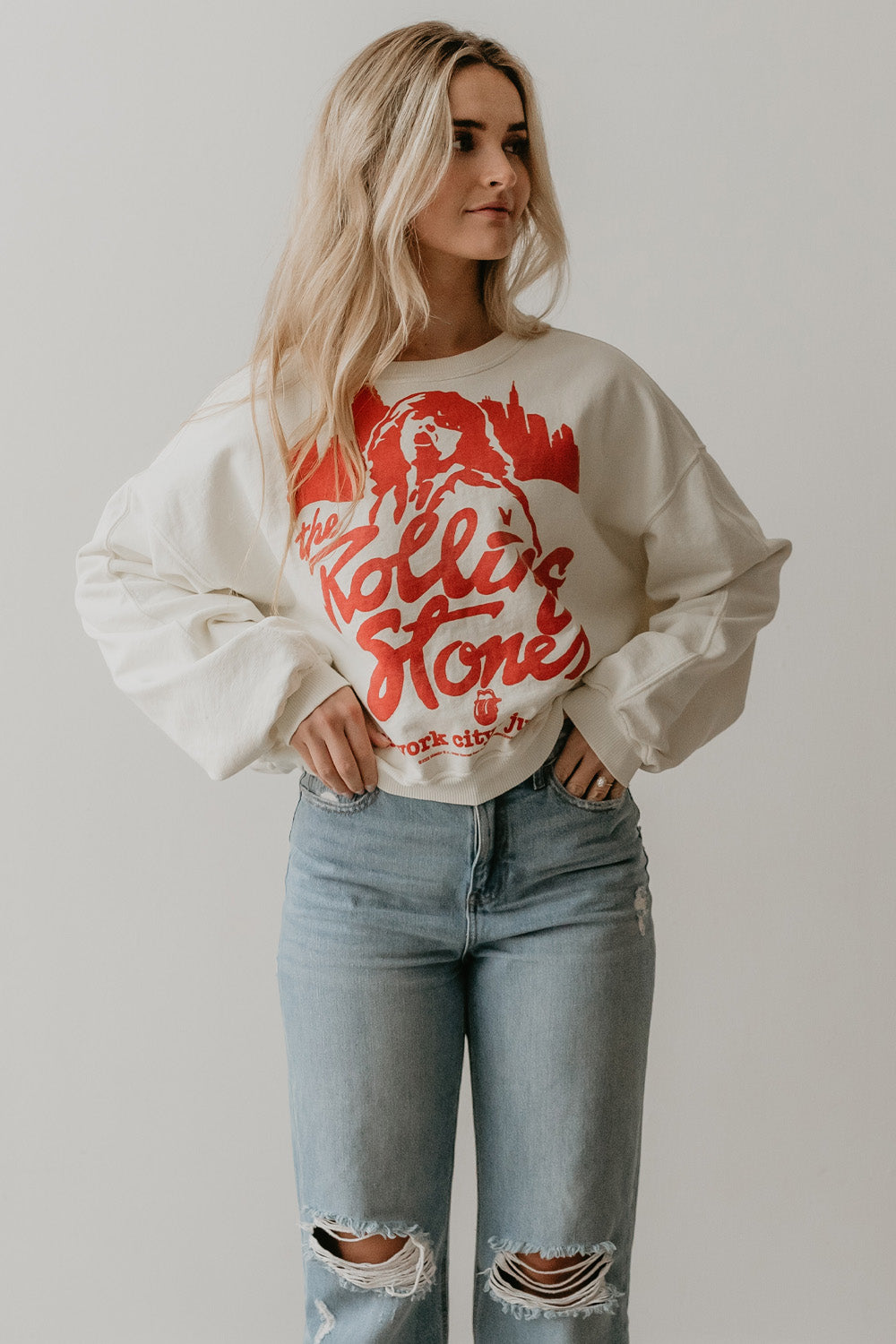 The Rolling Stones New York City Womens Sweatshirt Ivory