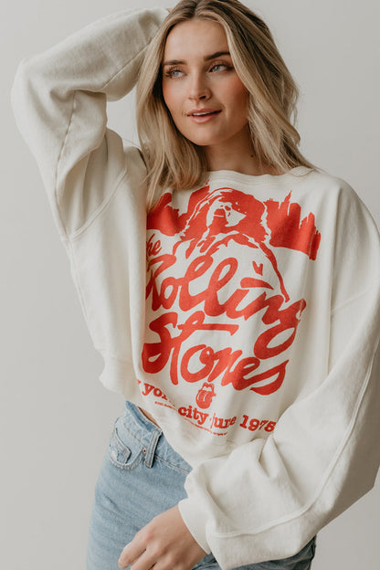 The Rolling Stones New York City Womens Sweatshirt Ivory