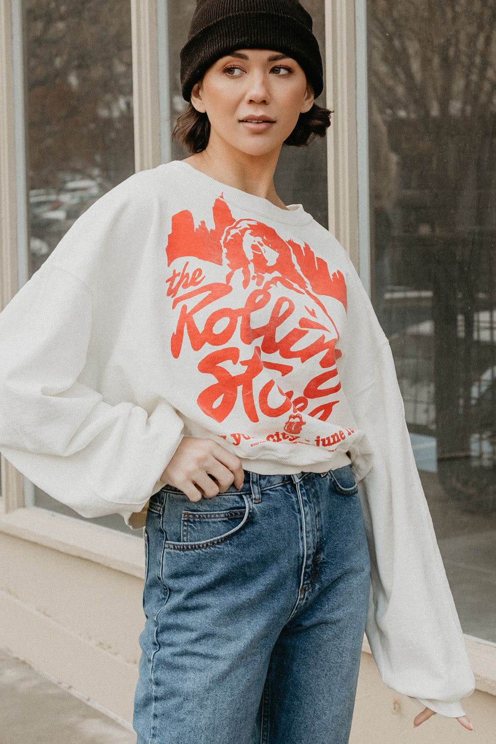 The Rolling Stones New York City Womens Sweatshirt Ivory