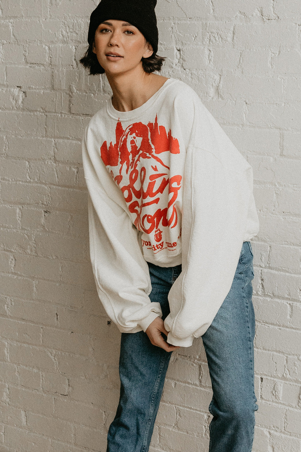 The Rolling Stones New York City Womens Sweatshirt Ivory