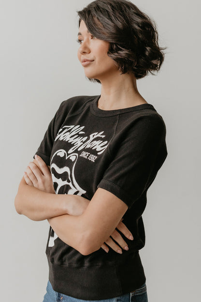 Rolling Stones Black Raglan Womens Tee Shirt Black