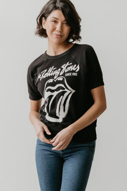 Rolling Stones Black Raglan Womens Tee Shirt Black