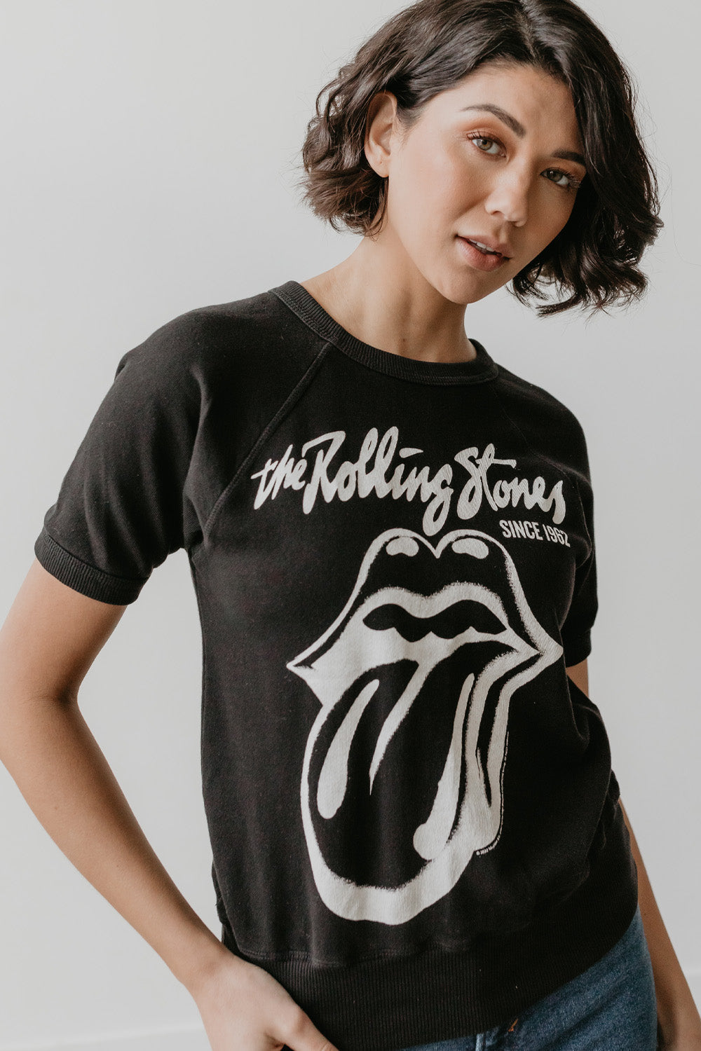 Rolling Stones Black Raglan Womens Tee Shirt Black