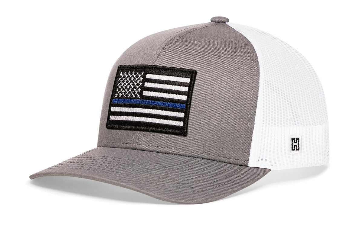 Thin Blue Line Trucker Hat  |  Black Police Snapback