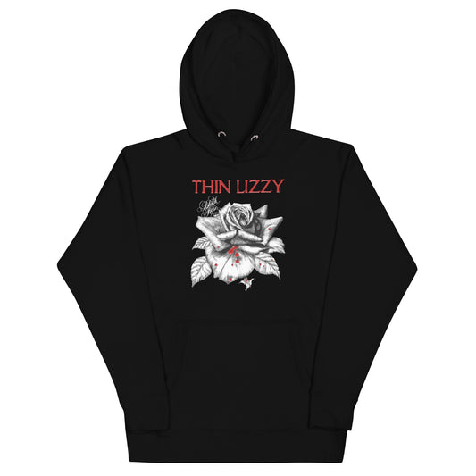 Thin Lizzy Black Rose Classic Mens Officially Licensed Hoodie Black
