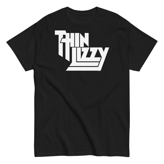 Thin Lizzy Classic White Logo Mens T Shirt Black