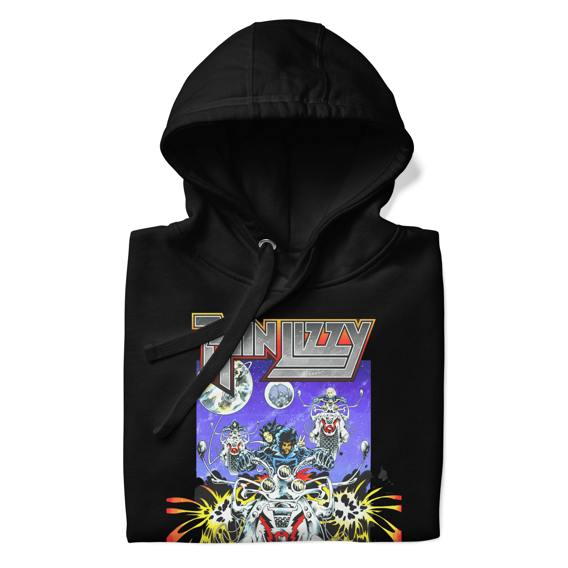 Thin Lizzy Night Riders Mens Officially Licensed Hoodie Black