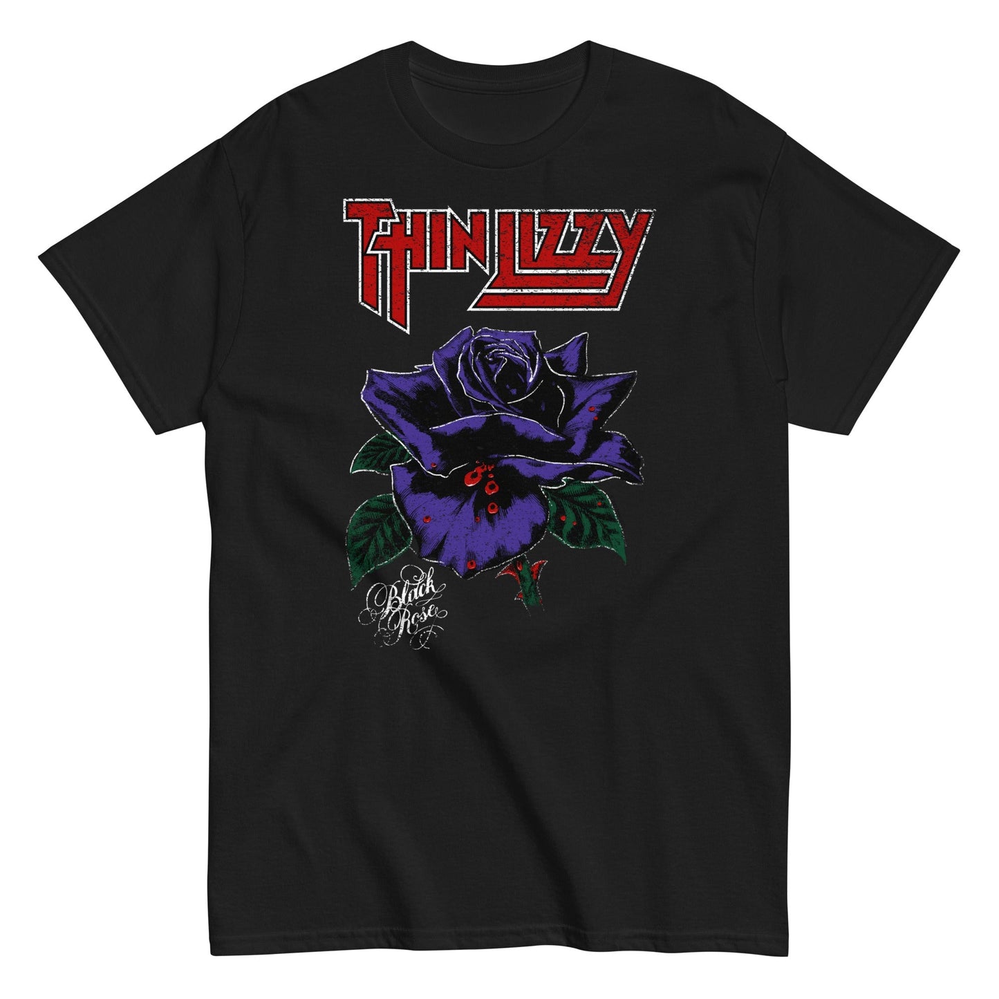 Thin Lizzy Purple Rose Mens T Shirt Black