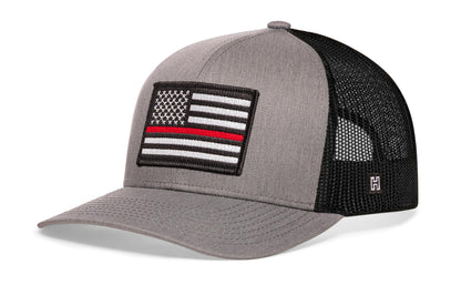 Thin Red Line Trucker Hat  |  Black Fire Snapback