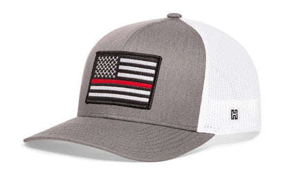 Thin Red Line Trucker Hat  |  Black Fire Snapback