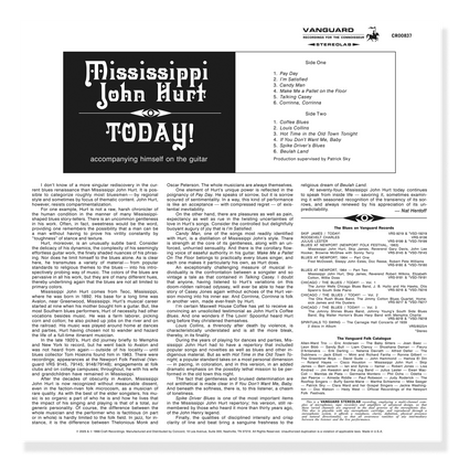 Mississippi John Hurt - Today! (Bluesville Series) (180g LP) Vinyl Record