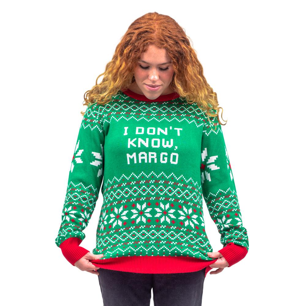 Todd and Margo Why is The Carpet Wet I DonŸ??t Know Knitted Ugly Christmas Sweater