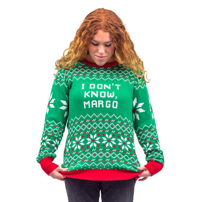 Todd and Margo Why is The Carpet Wet I DonŸ??t Know Knitted Ugly Christmas Sweater
