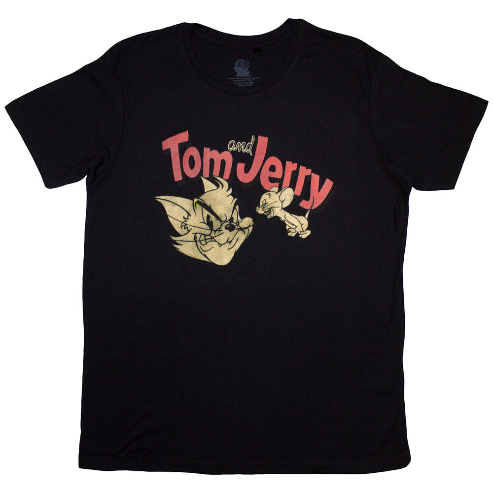 Tom and Jerry Retro Mens T Shirt Black Officially Licensed