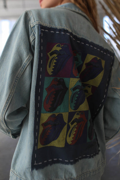 Rolling Stones Some Girls Hand Stitched Womens Blue Denim Jacket