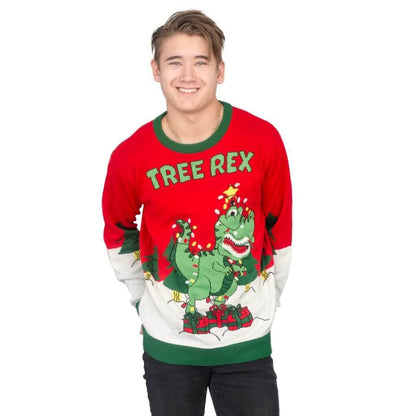 Tree Rex Light Up T-Rex Ugly Christmas Sweater
