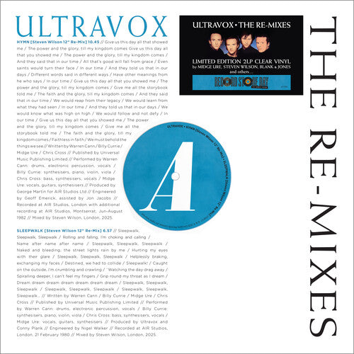 Ultravox - Re-Mixes (2Lp/Clear Vinyl) [Rsd 4.18.26] [Vinyl] Vinyl Record