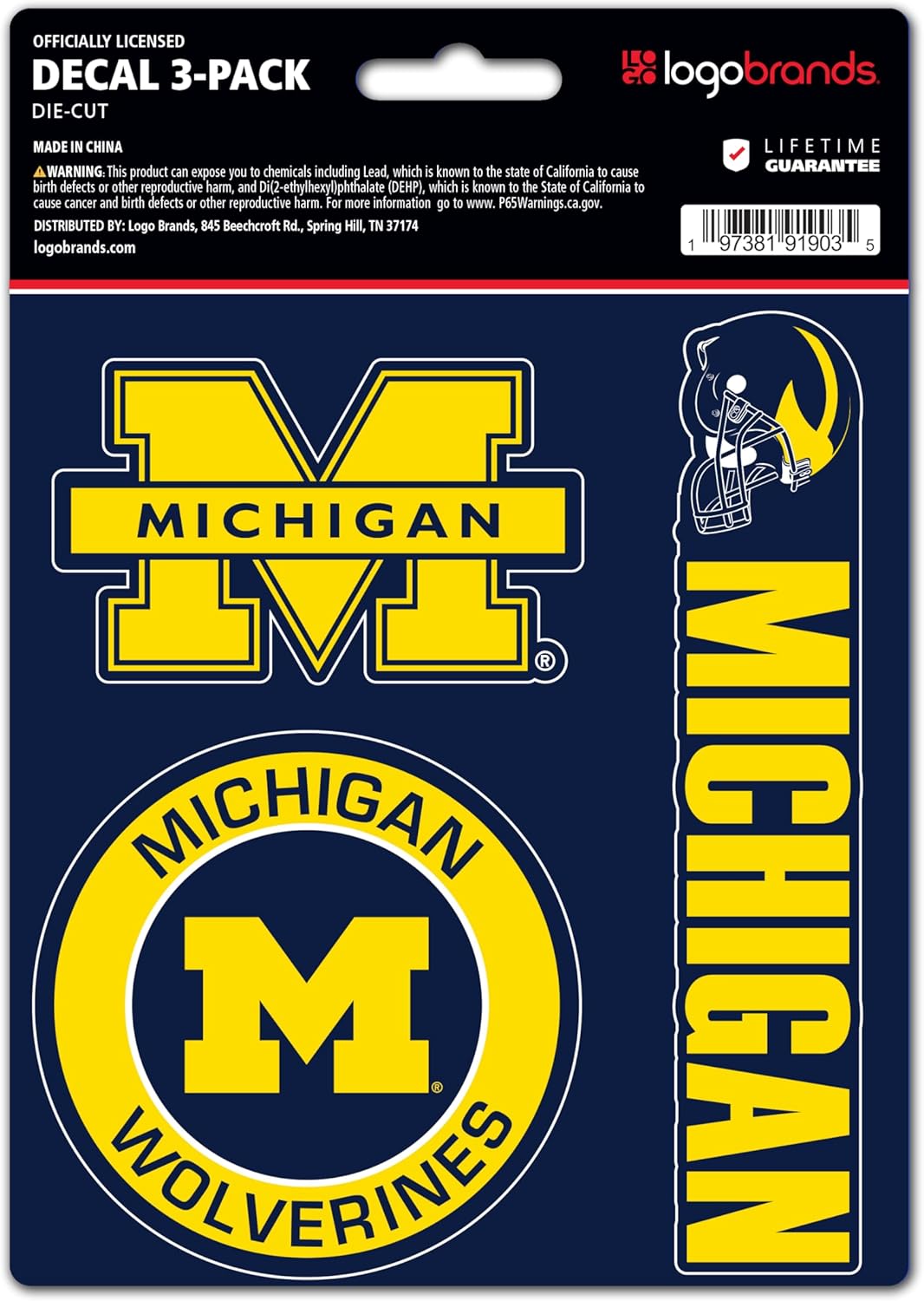 NCAA Official Team Sticker Mats - Set of 3 Stickers Officially Licensed