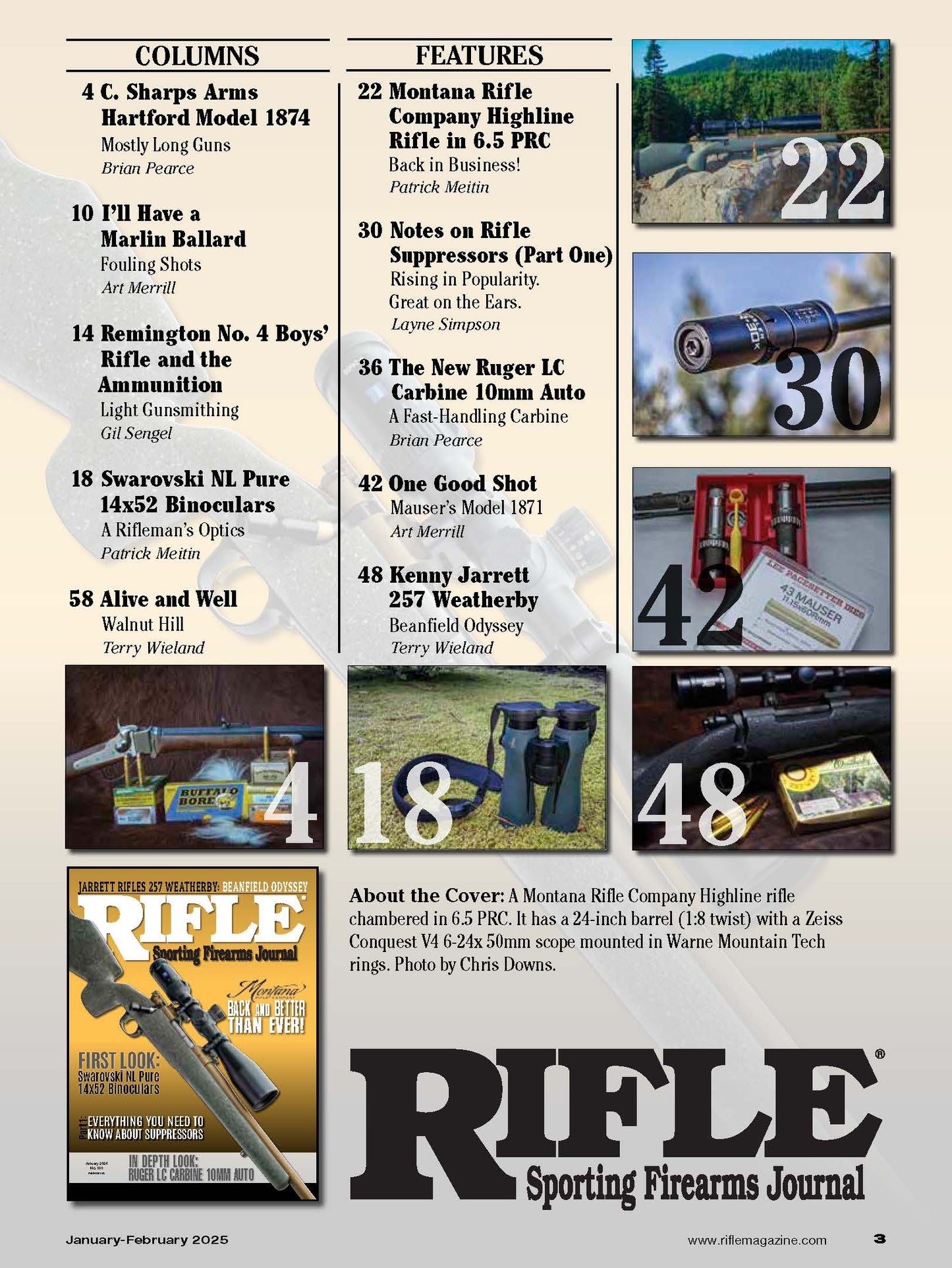 Rifle - January 2025: Everything You Need To Know About Suppressors, Jarrett Rifles 257 Weatherby, Swarovski NL Pure 14x52 Binoculars, Final Work On The Model 52C Winchester, Product Reviews & More!
