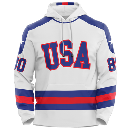 USA Hockey Miracle on Ice 1980 Authentic  Adult Hoodie - White