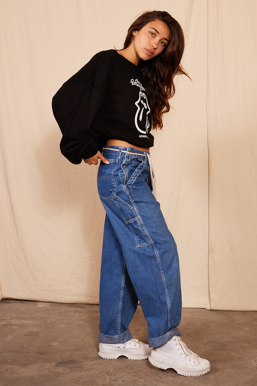 Vintage Low Rise Tie Jeans