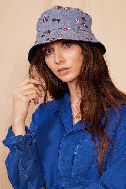 1970's Vintage Flower Denim Bucket Hat