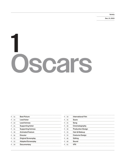 Variety - 23.12.21 Edition: Ultimate Awards Guide, Oscars, SAG, Grammys, Golden Globes, Best Picture, Lead Actor, Lead Actress, Writers' Room, Variety's Film Critics Top Five Movies Of 2023 & More!