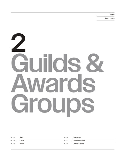 Variety - 23.12.21 Edition: Ultimate Awards Guide, Oscars, SAG, Grammys, Golden Globes, Best Picture, Lead Actor, Lead Actress, Writers' Room, Variety's Film Critics Top Five Movies Of 2023 & More!