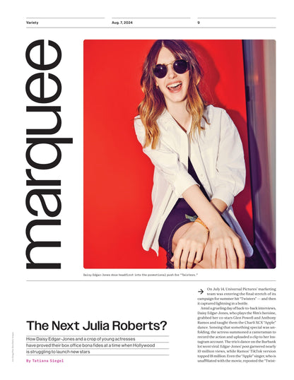 Variety - 24.08.07 Edition: Power Of Young Hollywood Featuring Sabrina Carpenter, Sadie Sink & Marcello Hernández, Daisey Edgar-Jones Joins A-list Actresses, Ariana Grande & Tom Cruise At The Olympics